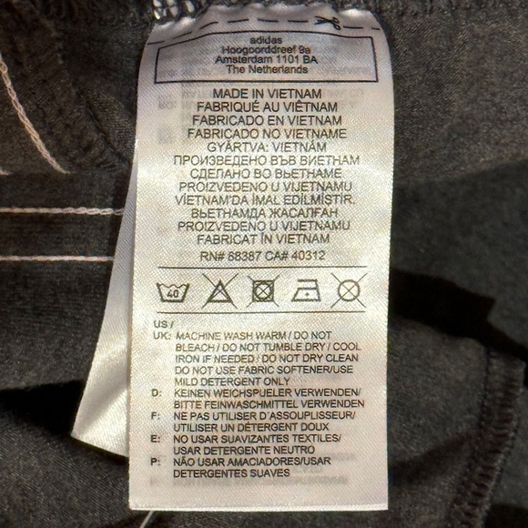 ADIDAS Athletic High Rise Activewear Tights Heather Grey Pink 3 Stripe SIZE XS - Picture 13 of 13